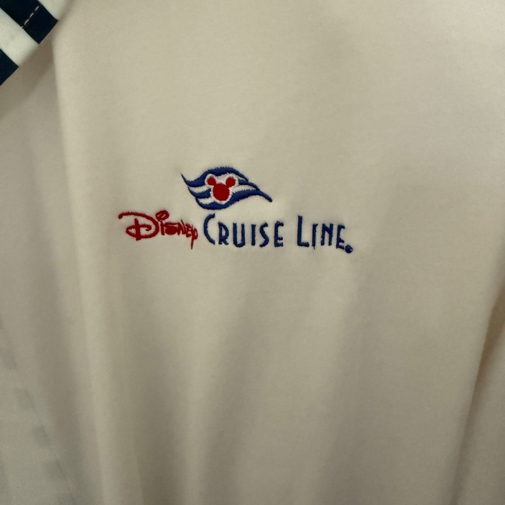 Disney Cruise Line White Robe with Navy Stripes – Size L - Picture 2 of 4